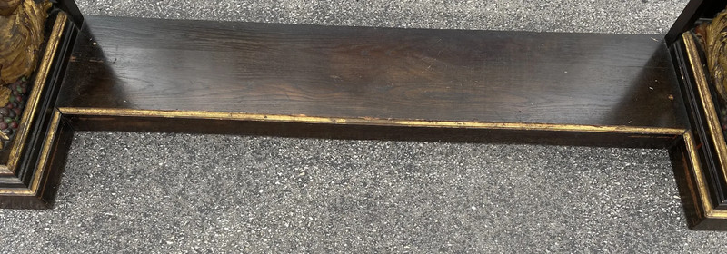 19th/20th c Gilt & Ebonized Marble Top Pier Table with Winged Caryatid Supports gallery