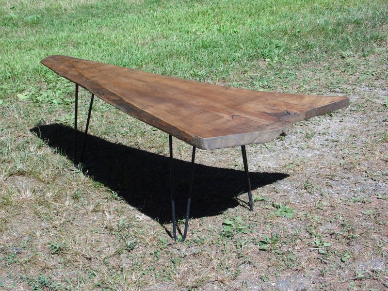 Vintage Rustic Organic Wood Tree Slab Iron Hairpin Leg Cocktail Coffee Table gallery