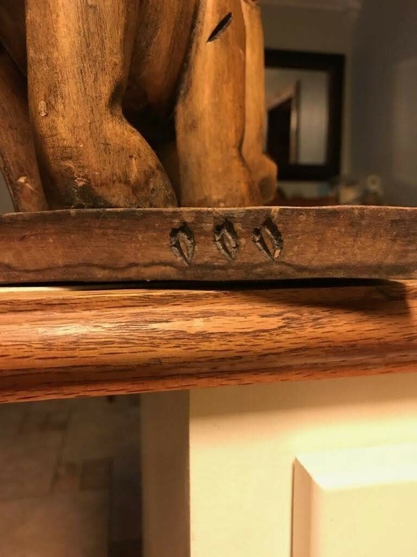 Hand Carved African Royalty Table With 4 Carved Elephant Stools gallery