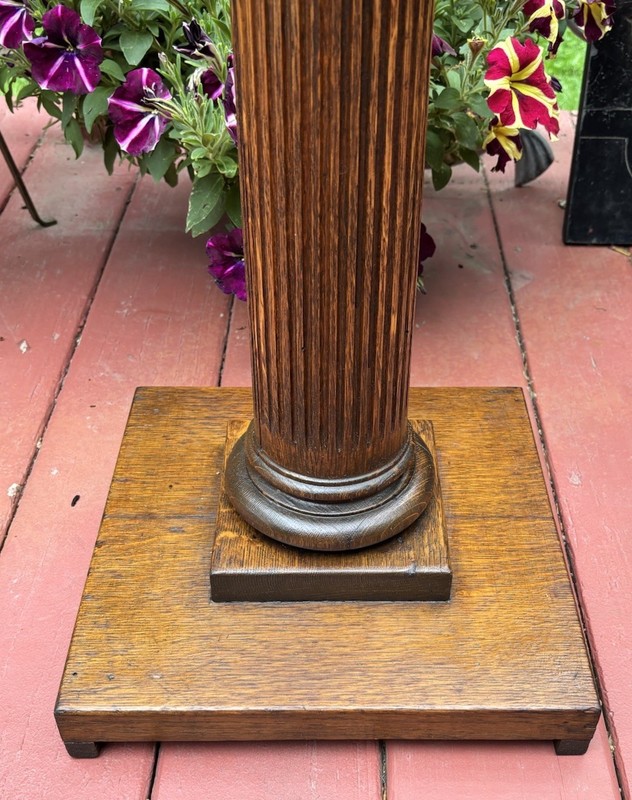 Antique Arts & Crafts Mission Quartersawn Tiger Oak Plant Stand Pedestal Fluted gallery