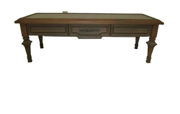 Vintage MCM Bassett Walnut Wood cocktail Coffee Table One Drawer