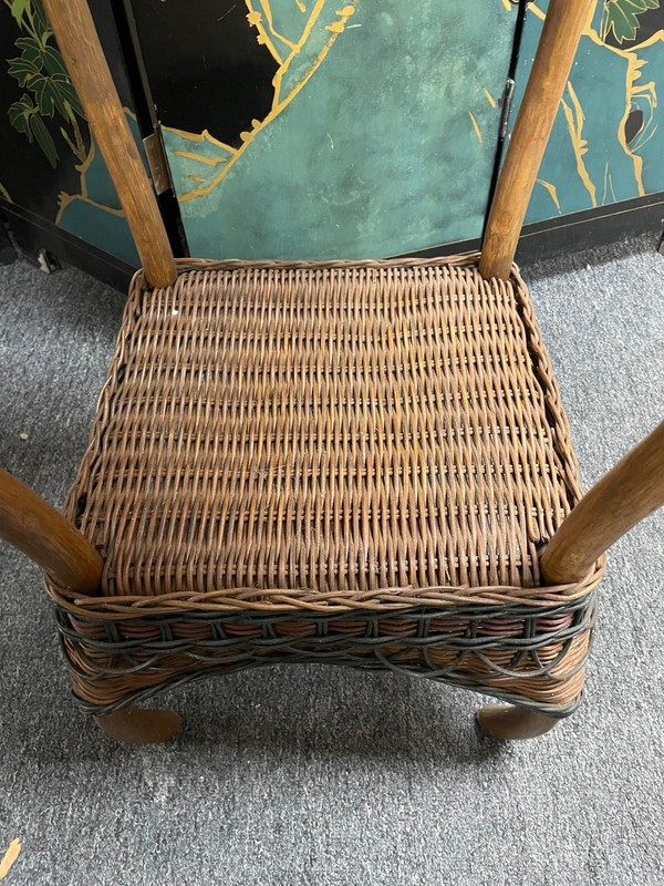 Vtg Mid-Century Modern 2-Tier Wicker Rattan End/Side Table/Plant Stand/Pedestal gallery
