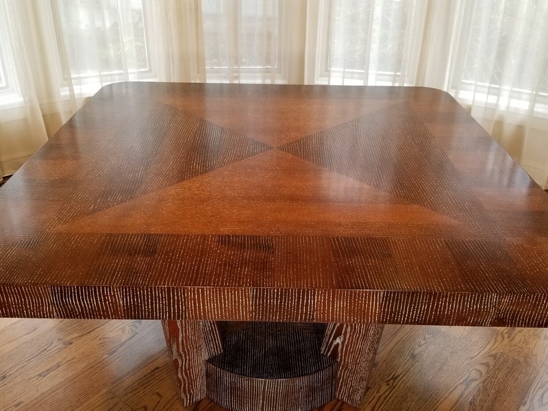 Contemporary Custom Art Deco Revival Table In Cerused Stained Rift-Sawn Oak gallery