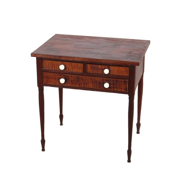 Antique Cherry & Tiger Maple 3-Drawer Small Server C1830 gallery