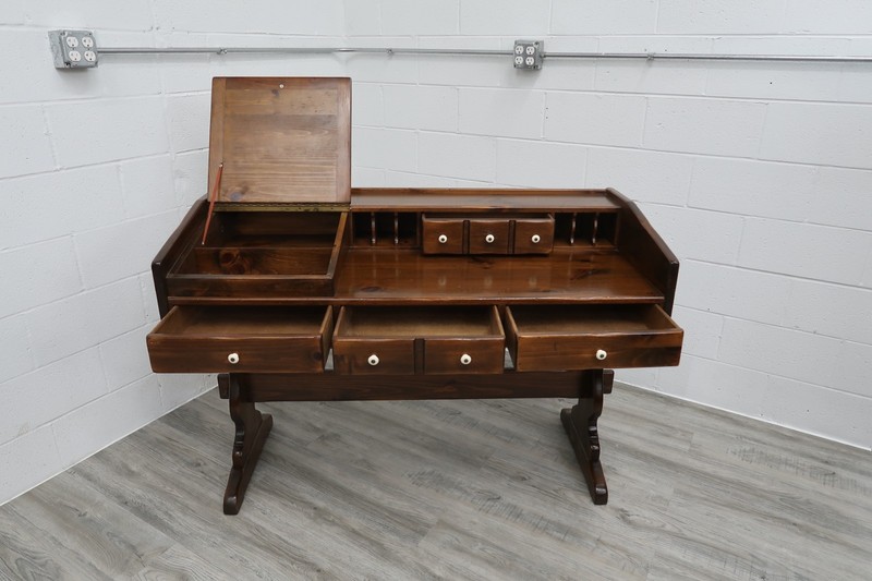 Ethan Allen Old Tavern Antiqued Pine Trestle Desk # 12-9506 gallery