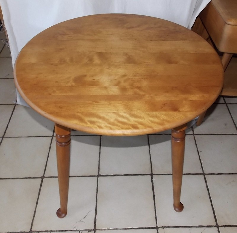 Round Mid Century Maple Birch Ethan Allen End Table (ET890) (EA-9)