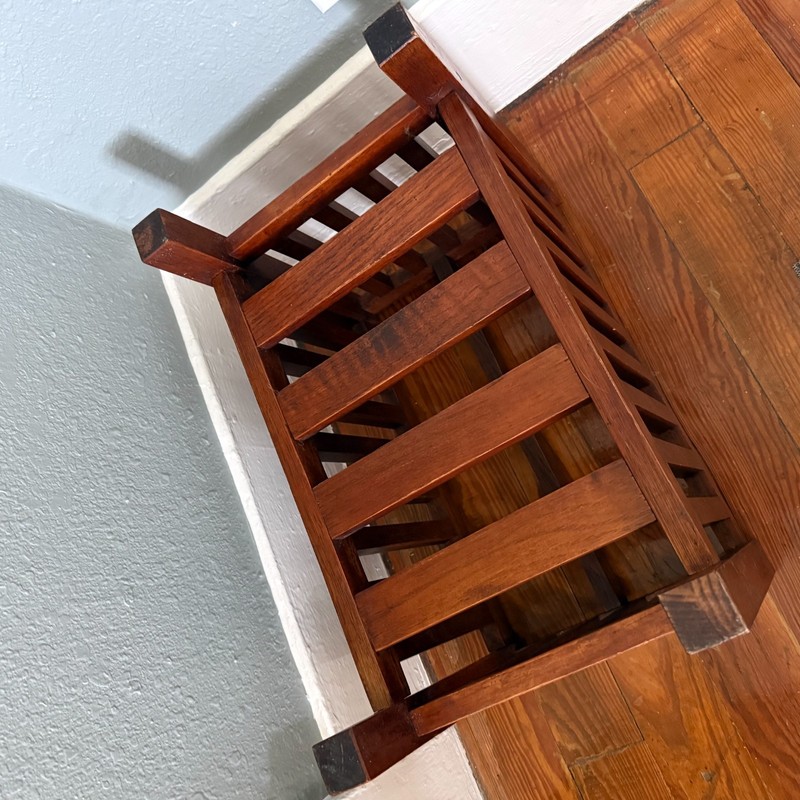 Vtg Mahogany Mission Magazine Rack Stand Slatted Arts Crafts 18x11x14 gallery