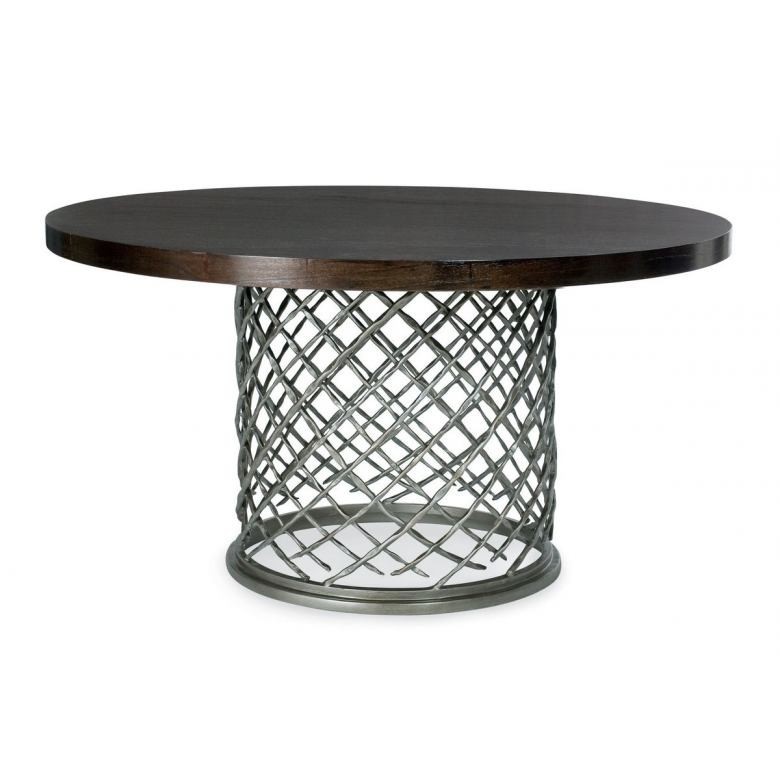 Rare Bernhardt Hallam Metal base Dining Table with Round wooden Top gallery
