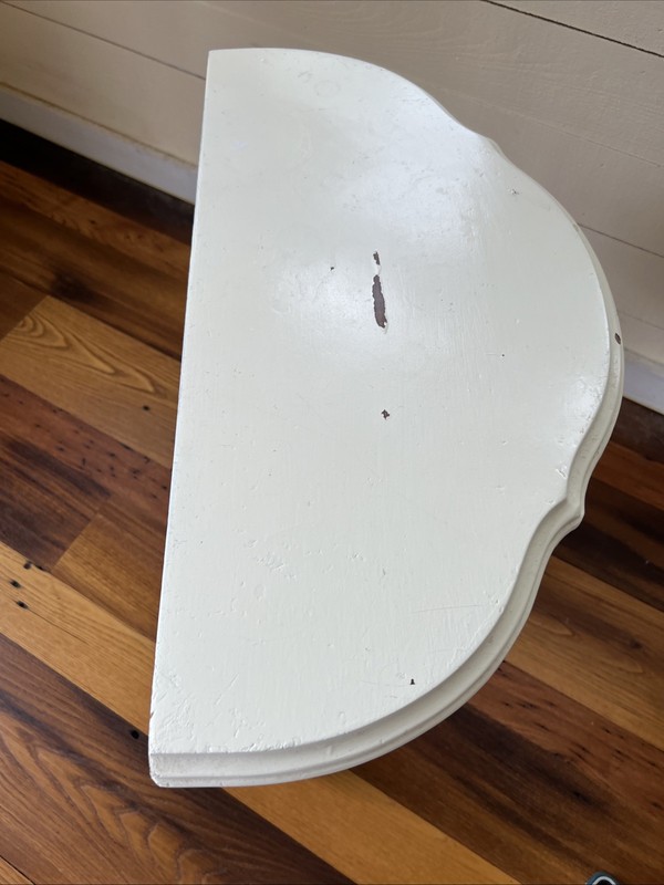 Antique Demi-Lune Console Table Solid Wood – Off White Painted – Turned Legs 24” gallery