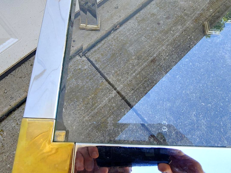 FANTASTIC 70'S MID CENTURY MODERN CHROME/ BRASS END TABLES BY MASTERCRAFT/ BAKER gallery