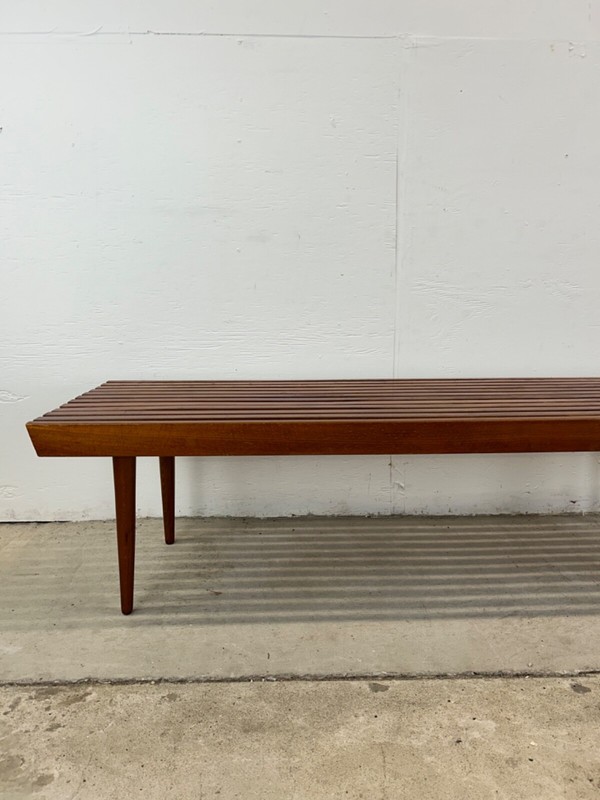 Mid Century Modern Walnut Slat Bench Coffee Table gallery