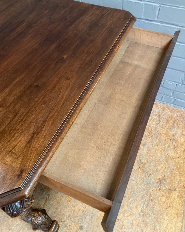 French Antique Renaissance Revival Walnut Desk/Library Table with Sea Serpents gallery