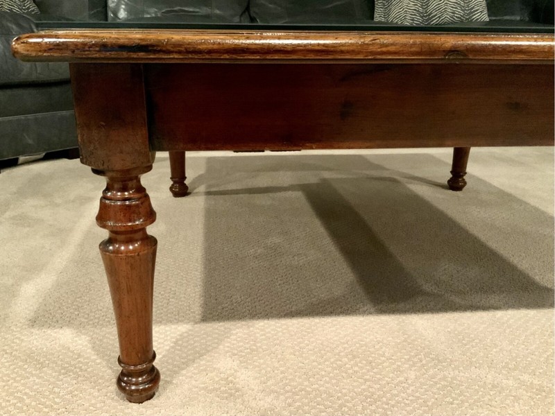 Antique English Square Coffee Table With Fleur-De-Lis Satinwood Inlay gallery