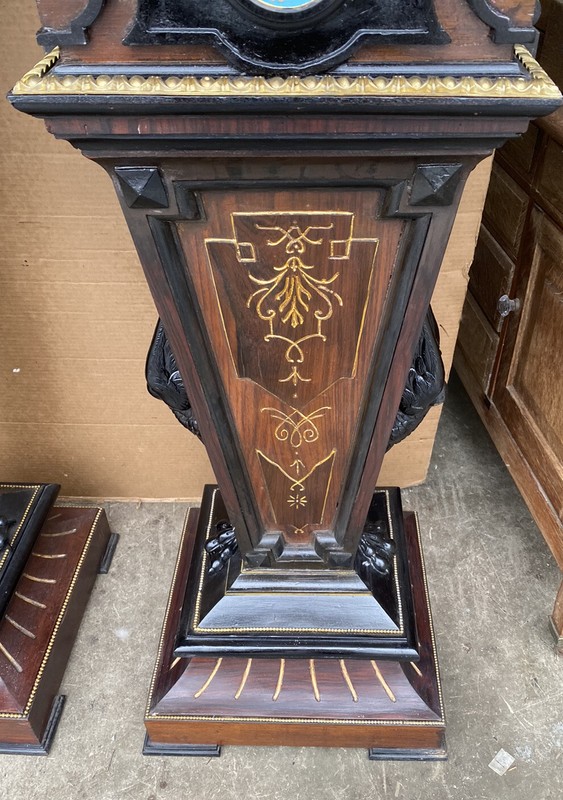 PAIR OF LARGE RENAISSANCE REVIVAL ROSEWOOD INCISED MARBLE TOP PEDESTALS, 51” T gallery