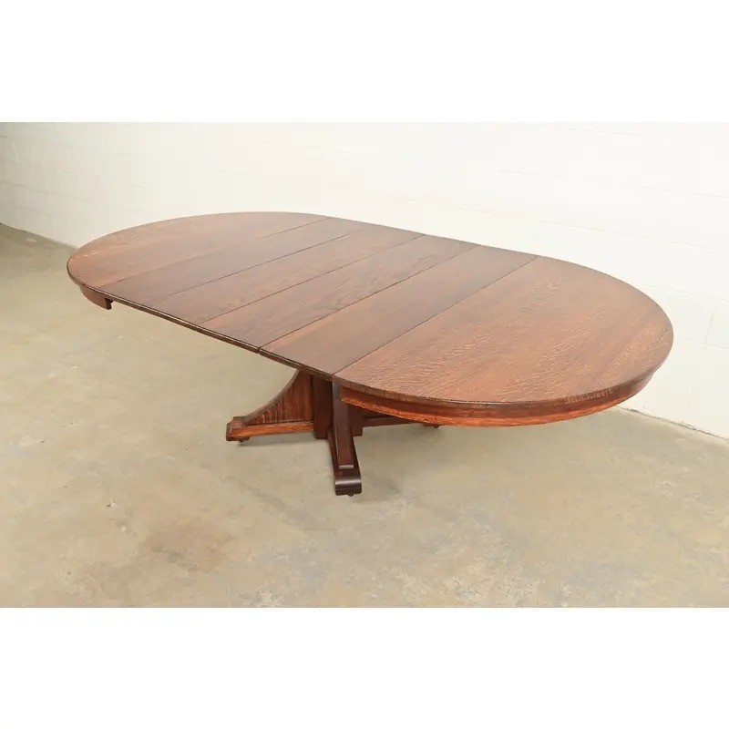 Stickley Brothers Mission Oak Arts & Crafts Extension Dining Table, Circa 1910 gallery