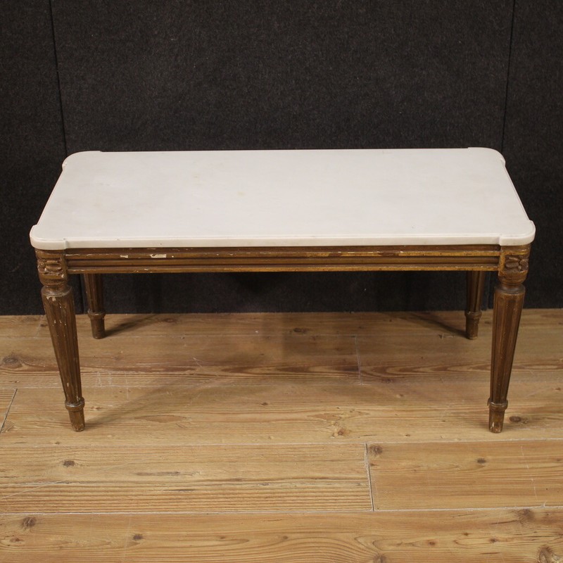 Living room coffee table marble top golden wood furniture antique style 900 gallery