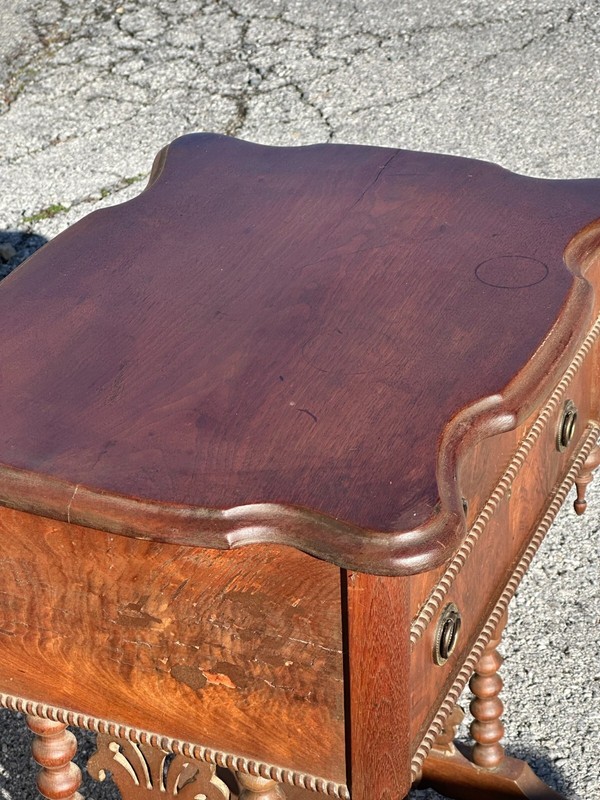 Antique empire Victorian Sewing Table Stand Night End Carved Ornate 1870 gallery