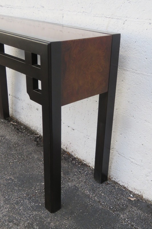 Hollywood Regency Two Tone Small Narrow Console Entry Table 5811 gallery
