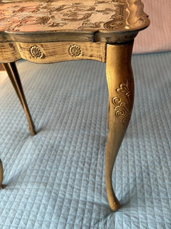 Italian Florentine Gold Gilt Vintage Nesting Table 22” Tall 16 Wide X 12 Deep gallery