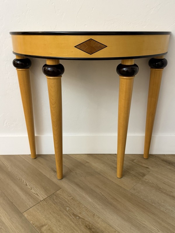 Vintage Art Deco Style Demi-Lune Half Moon Console Table Bombay Furniture Co