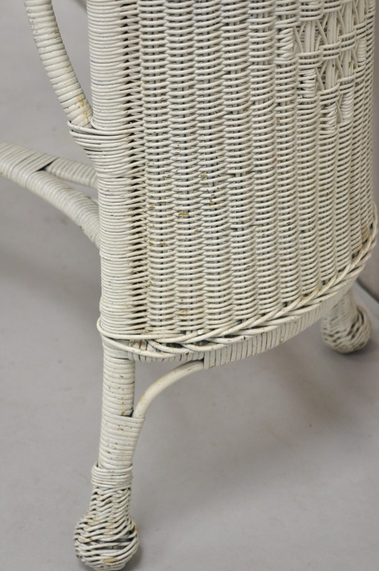 Antique Victorian White Wicker Rattan Console Hall Side Table gallery