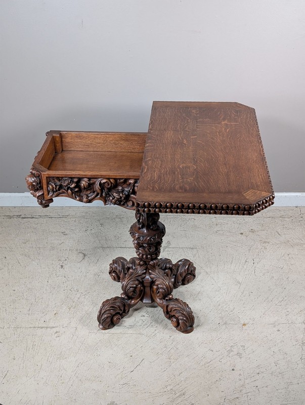 French Antique Renaissance Revival/Black Forest Game/Side Table/Console gallery