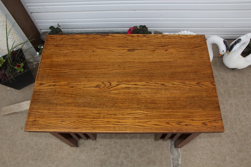 Antique Arts & Crafts Mission Oak Library Table SlatSide Bookshelves Desk Office gallery