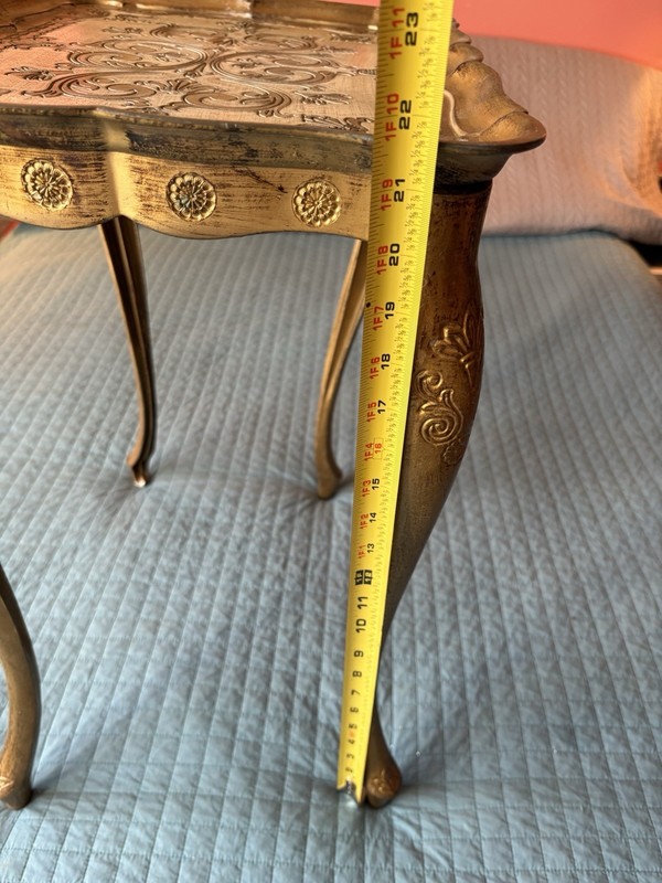 Italian Florentine Gold Gilt Vintage Nesting Table 22” Tall 16 Wide X 12 Deep gallery