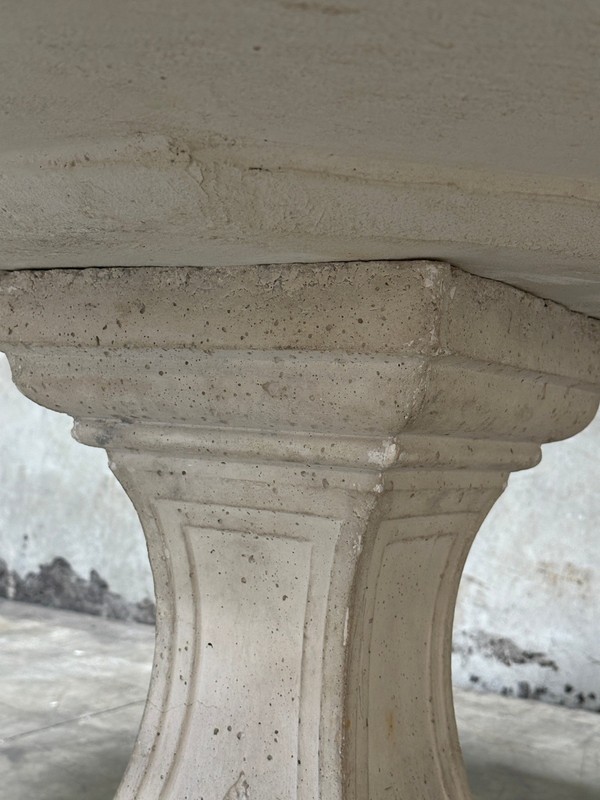 Michael Taylor Cast Stone Pedestal Center Table, Hexagonal Top, Antiqued gallery