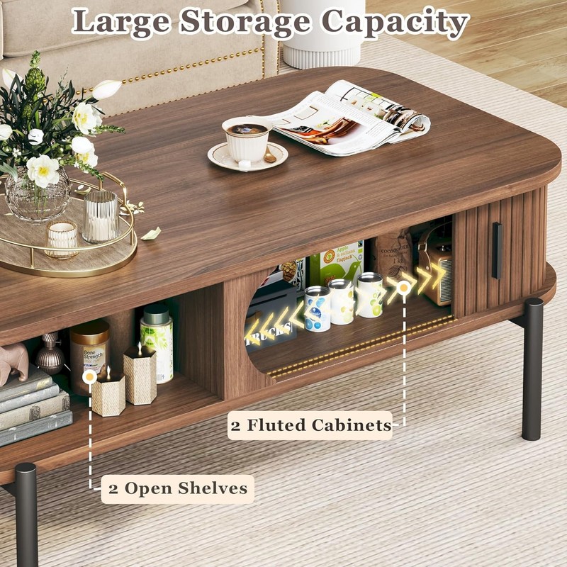 Coffee Table, 39.4" Mid Century Modern Coffee Tables for Living Room, Coffee gallery
