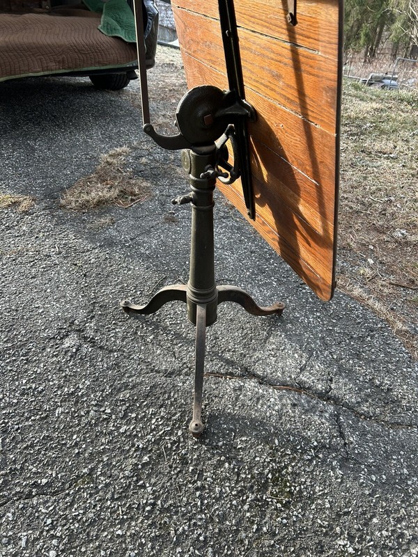 antique cast iron drafting table Adjustable Vintage Oak Industrial Table gallery