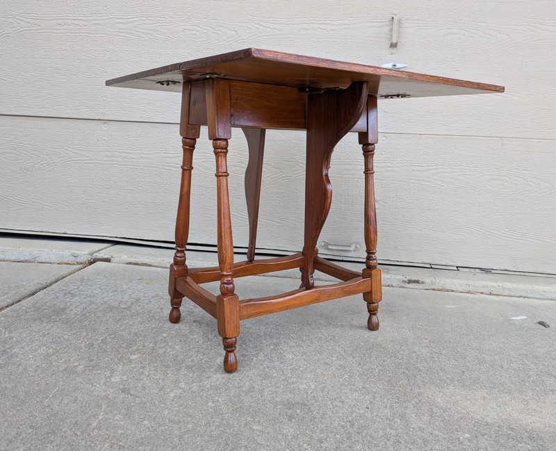 Vintage Rustic Farmhouse Country Pine Wood Drop Leaf Butterfly Gate Leg Table A gallery