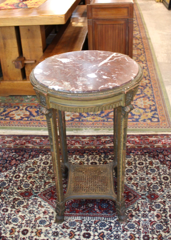Antique French Louis XVI Marble Top Round Side Table gallery