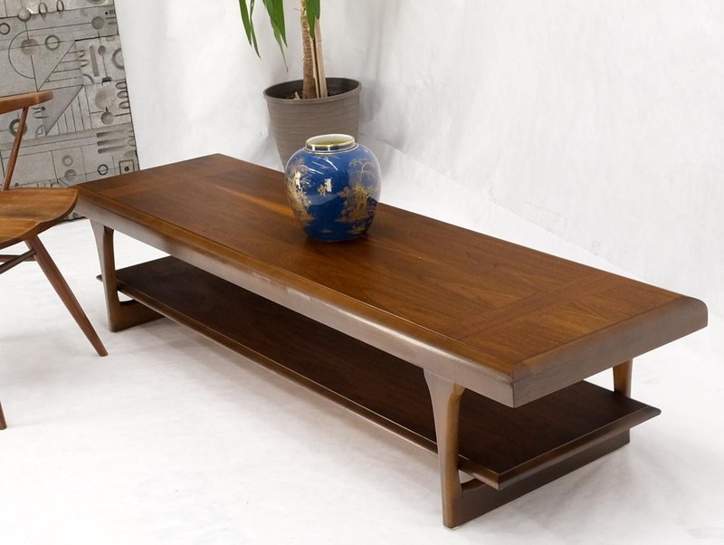 Mid-Century Modern Long Walnut Bench Coffee Table by Lane gallery