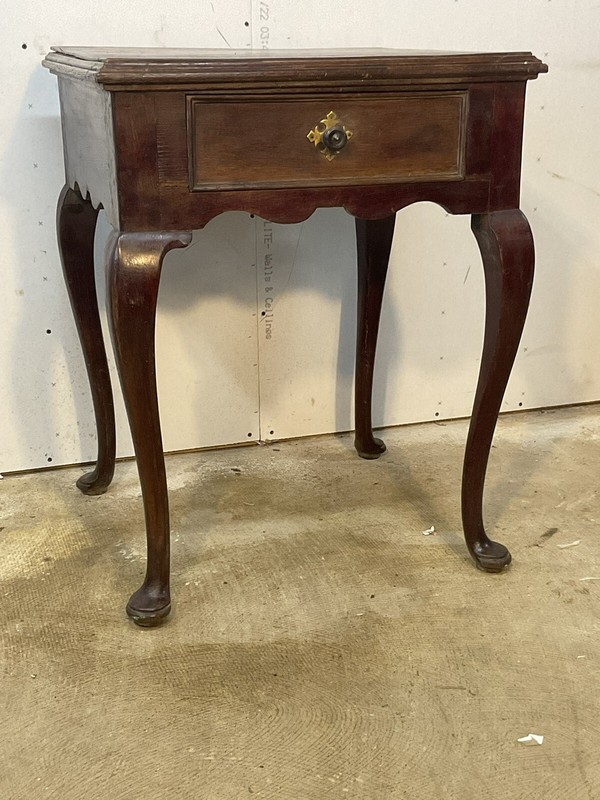 antique Queen Anne walnut country table stand 1 drawer primitive 18th gallery