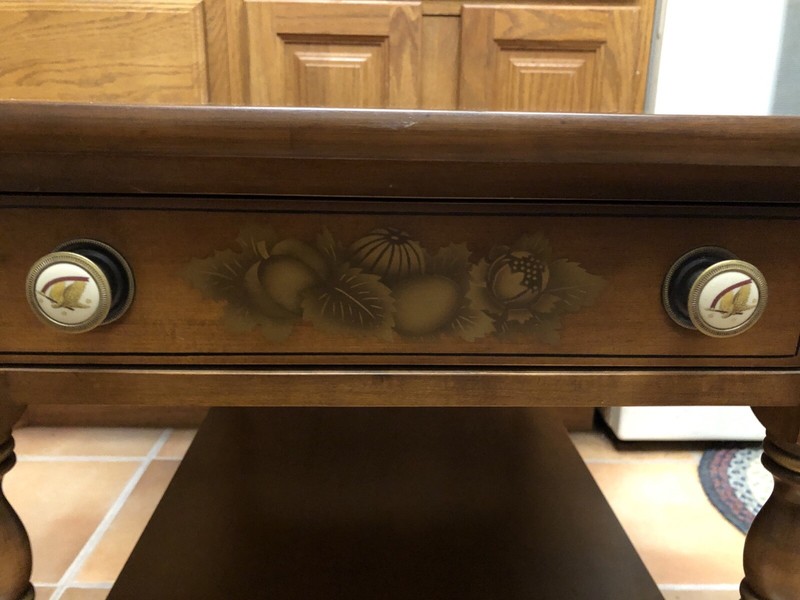 Hitchcock Side End Night Table Drawer, Maple, Stencil Small Signed 22x26x19 gallery