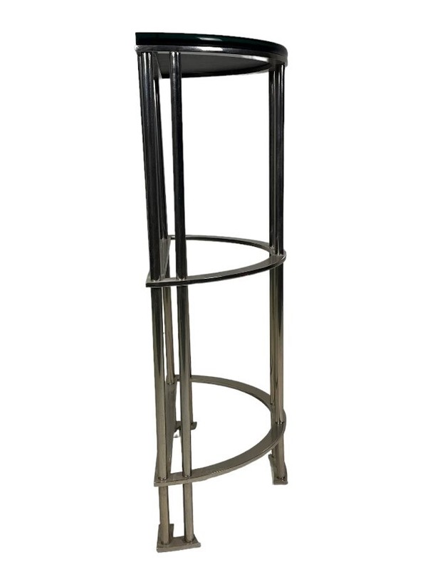 Demilune Console Table By Jean Michel Wilmotte Art Deco Chrome Black Glass Top gallery