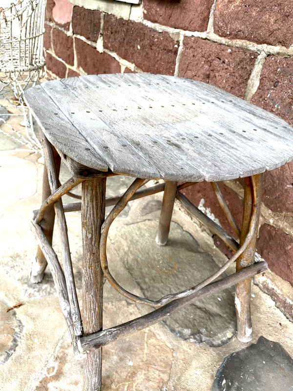 Antique Folk Art Twig Table Stand Rustic, Adirondack gallery