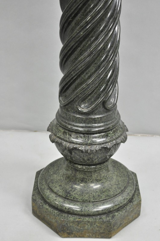 Antique Italian Green Marble Empire Classical Spiral Carved Column Pedestal gallery