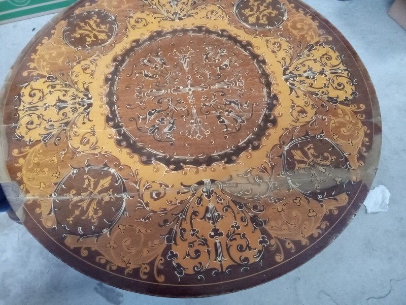 Round Antique Italian Music Box Table - Rare!! PRICE REDUCED! gallery