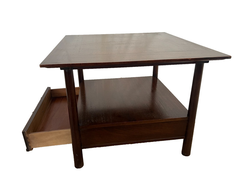 Henredon Nightstand Side Table with one Drawer and bottom Shelf Dark Walnut gallery