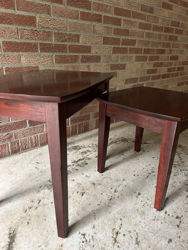 Vintage Wood Stacking Tables, Mid Century Modern, End Side Nesting, Set of 2 gallery