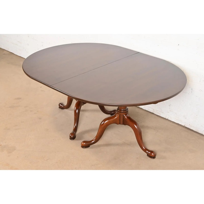 Henkel Harris Georgian Solid Cherry Double Pedestal Dining Table, Refinished gallery
