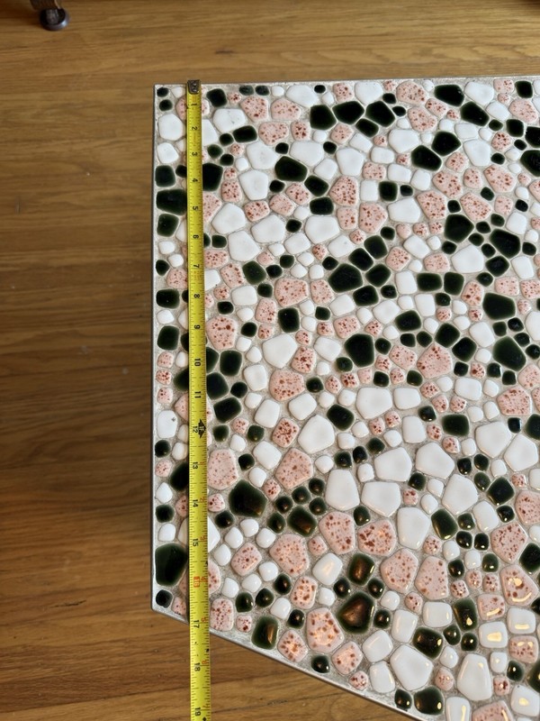 Vintage Mid Century Modern Mosaic Tile / Stone Top Side Table Folding Legs gallery