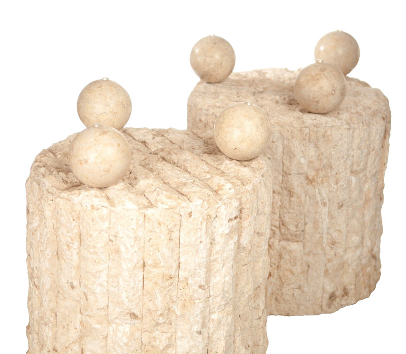 1980’s PostModern Tessellated Mactan Table Stone Magnussen Ponte plant stand gallery