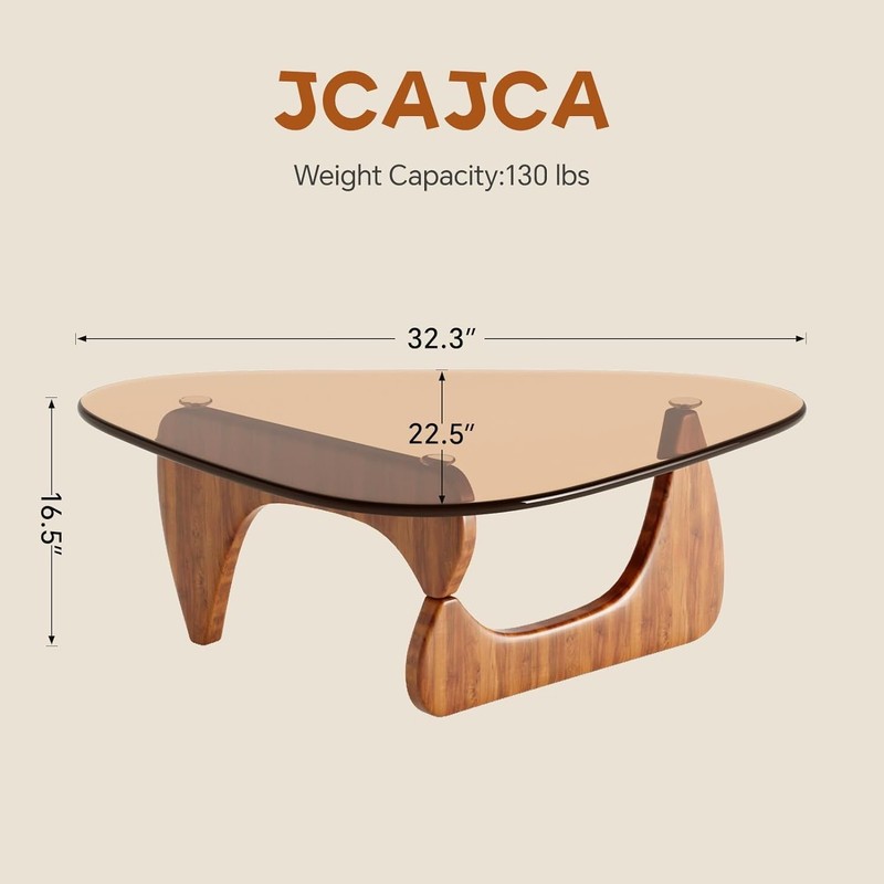Coffee Table Modern Wood Glass Top Triangular Living Room Center Table gallery