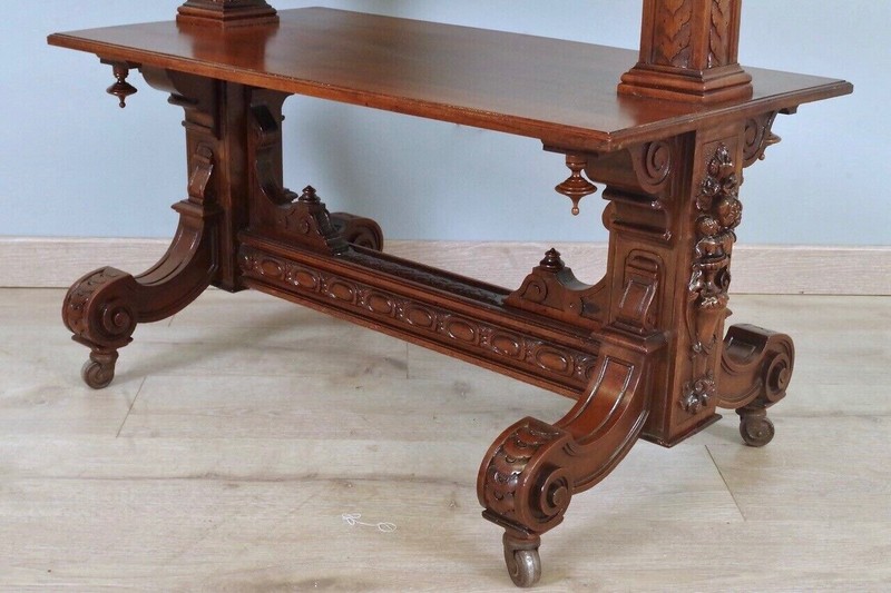 Renaissance Carved Walnut Tea Table - circa 1900 gallery