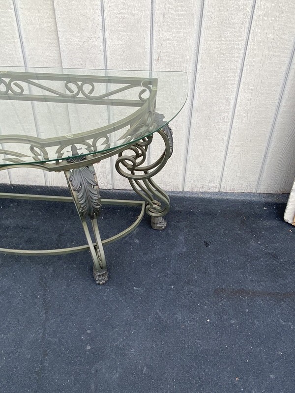 65470 Quality Glass Top Modern Console Table with Heavy Metal Base gallery