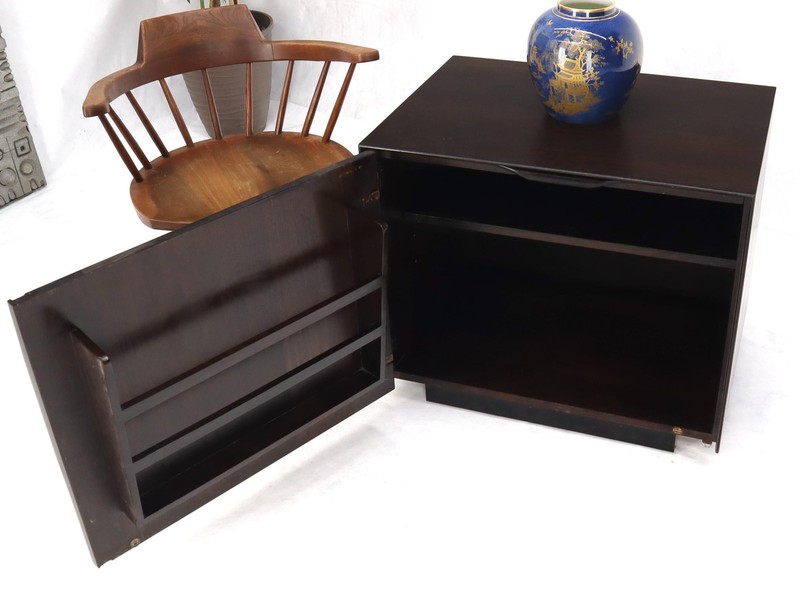 Mid-Century Modern Cube Shape Compact Liquor Cabinet End Table Espresso Finish gallery