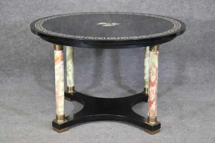 Italian Neoclassical Green Onyx and Mother of Pearl Inlaid Center Table gallery